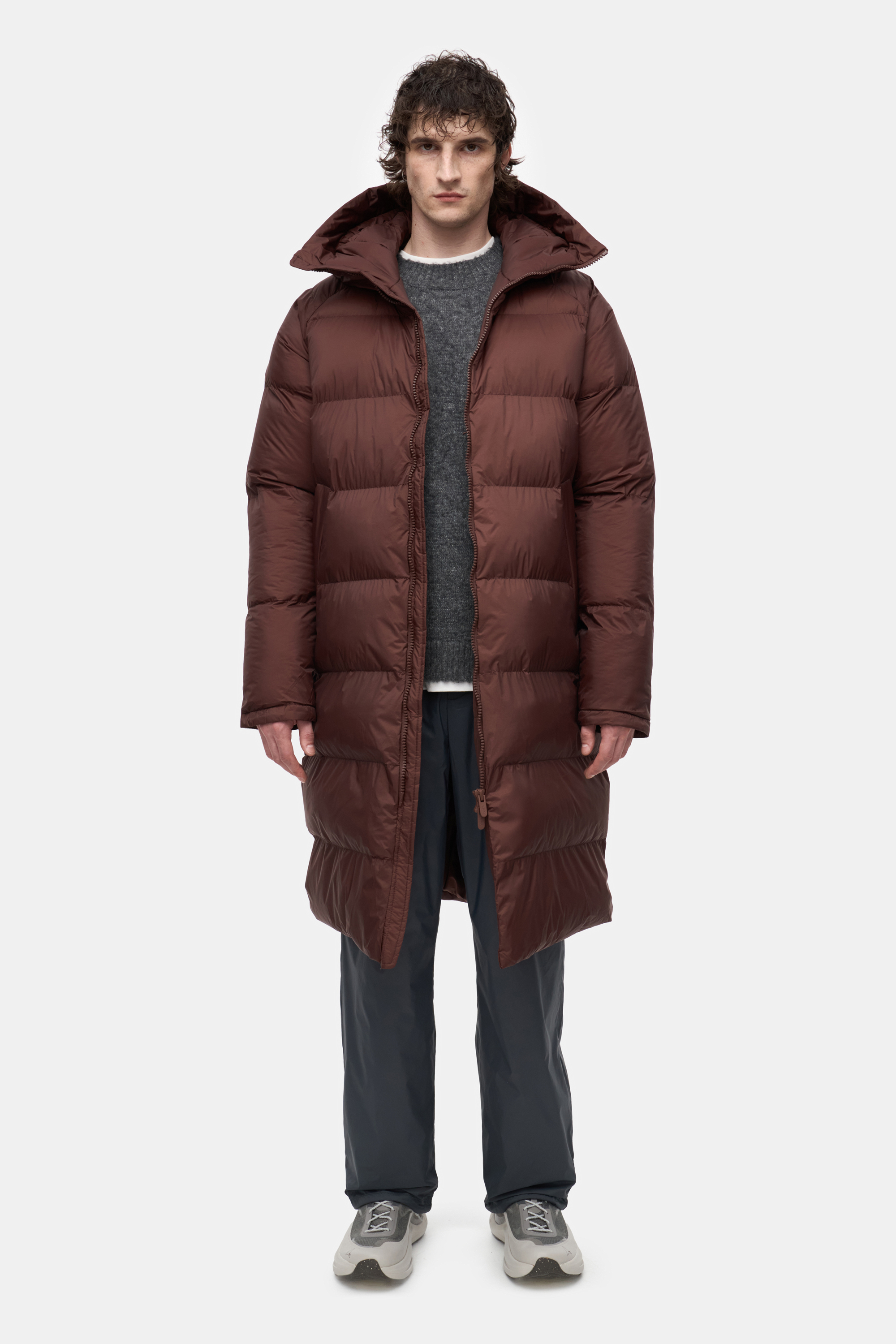 Пуховик бордово-коричневый