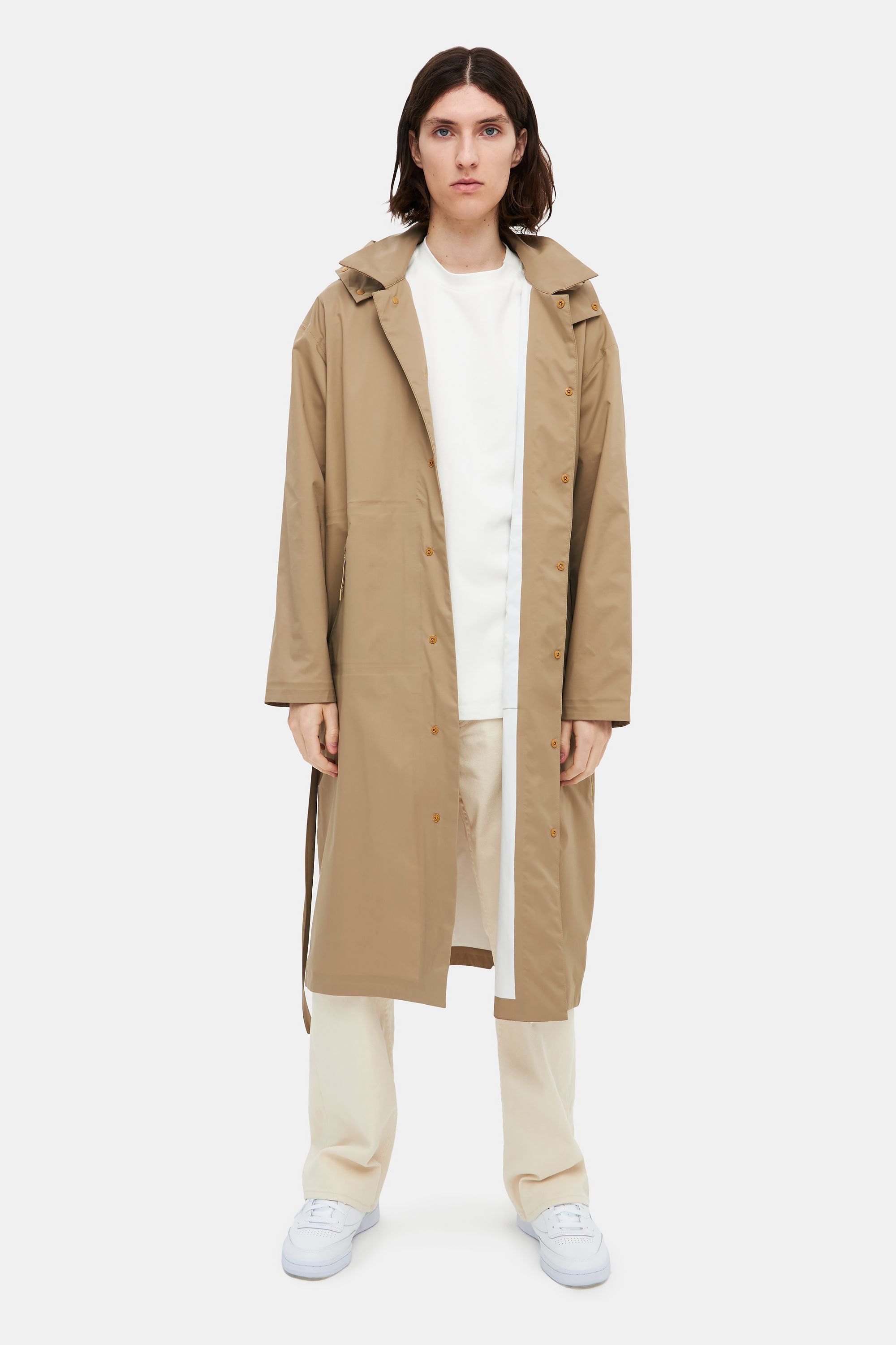 ジャケット・アウター Wzip trench long padding coat Beige Ripstop trench coat brown